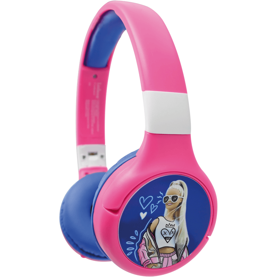 LEXIBOOK Barbie 2in1 Bluetooth®-kaapeli, taitettavat kuulokkeet, joissa on turvallinen äänenvoimakkuus.