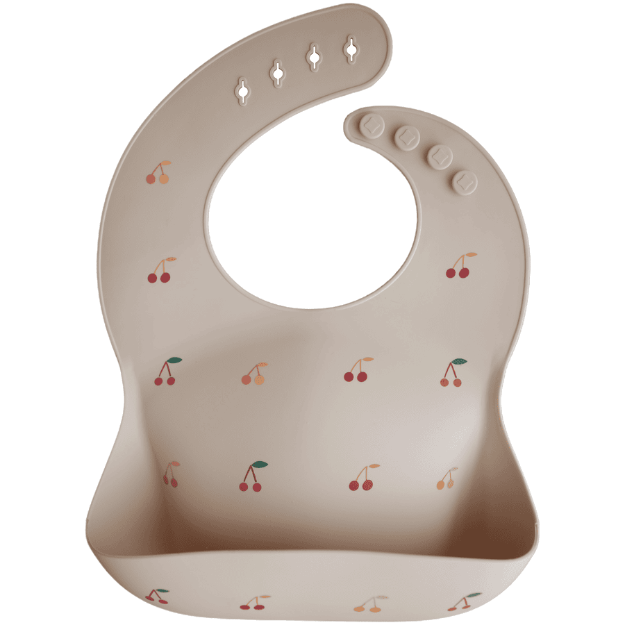 mushie Silikone Bib kirsebær beige