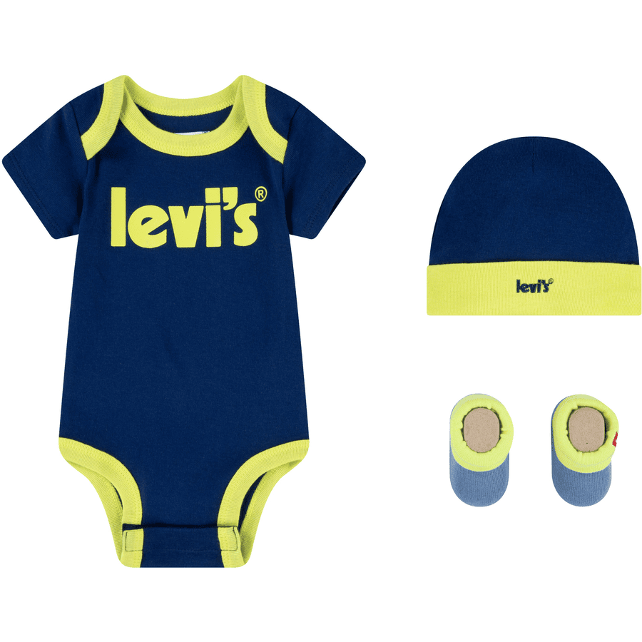 Levi's® Set 3 pezzi con body, cappello e scarpine, blu