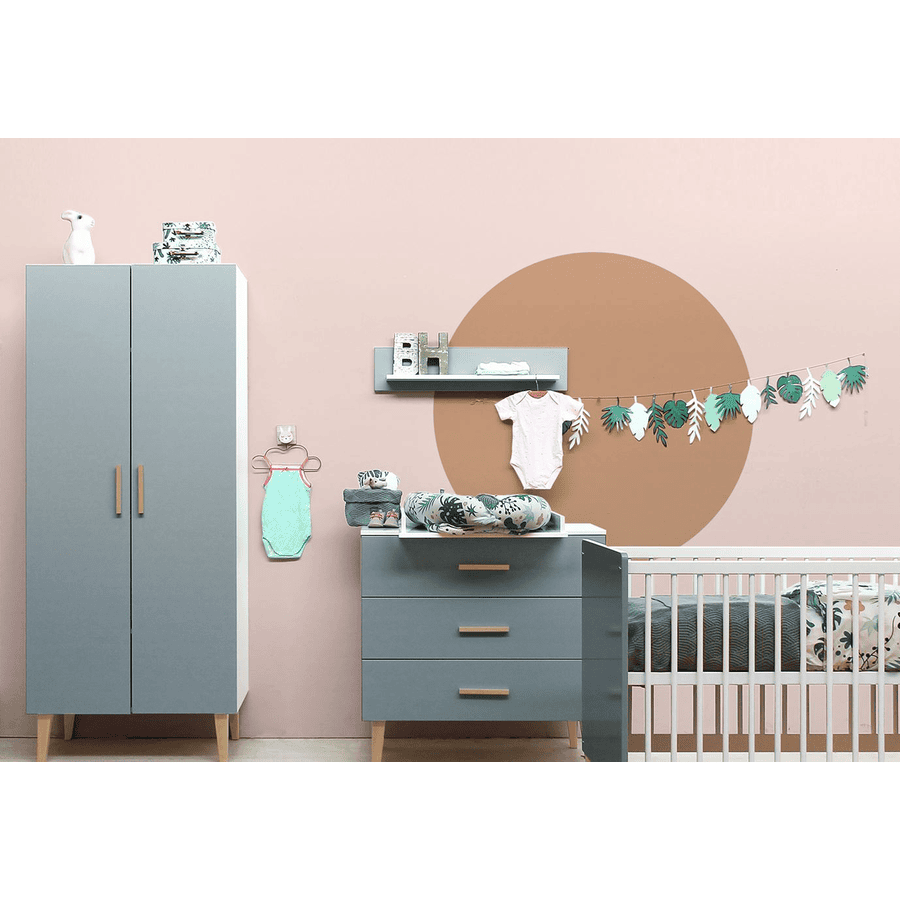 Bopita Babykamer Emma 3-delig ombouwbaar , met aankleedkussen 70 x 140 cm wit/grijs 