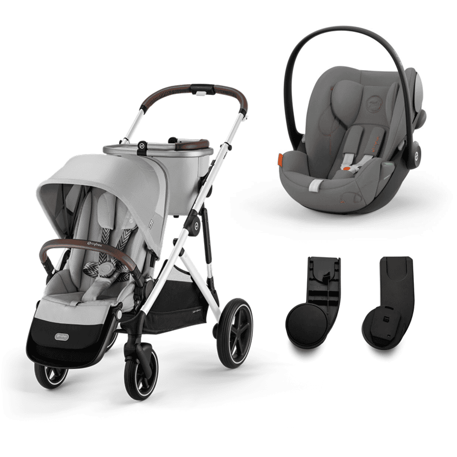 cybex GOLD Kinderwagen Gazelle S Silver Lava Grey inklusive Babyschale Cloud G i-Size Lava Grey und Adapter