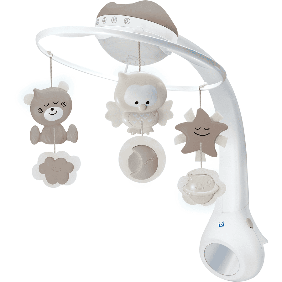 B kids® 3 in 1 Babymobil med nattlampa, grå 