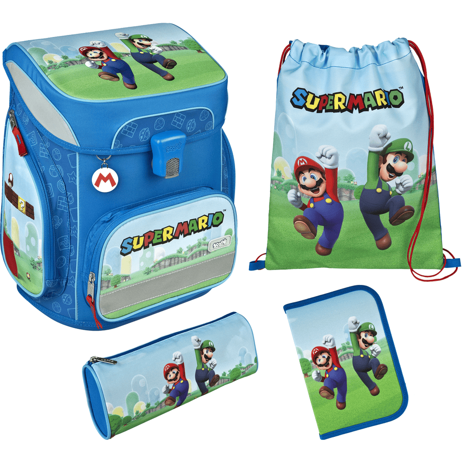 Scooli EasyFit Super Mario schooltassenset, 5 stuks