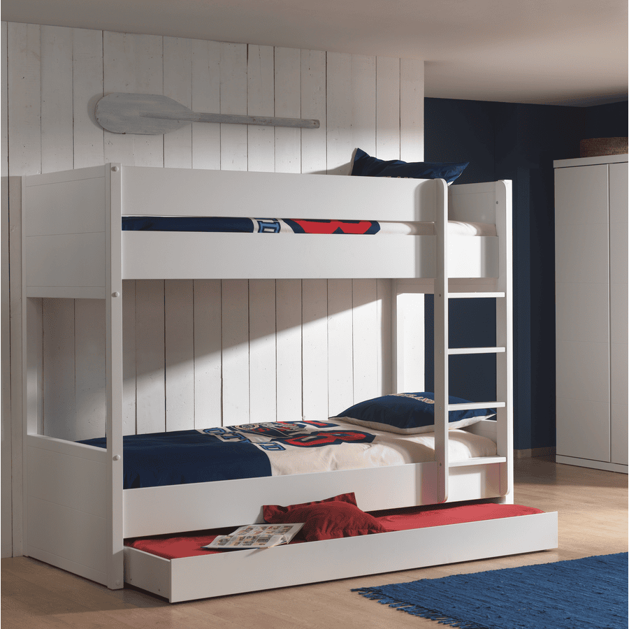 VIPACK Lit superposé enfant Lara bois blanc 90x200 cm