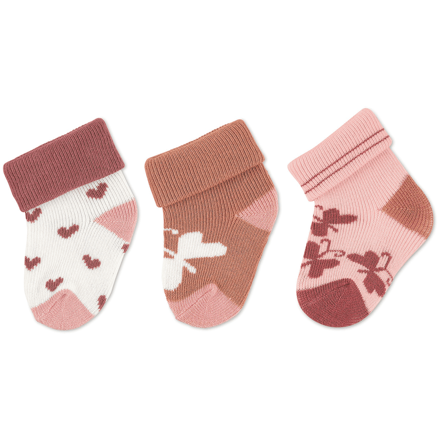 Sterntaler First Baby Socks 3-Pack Hearts ecru 