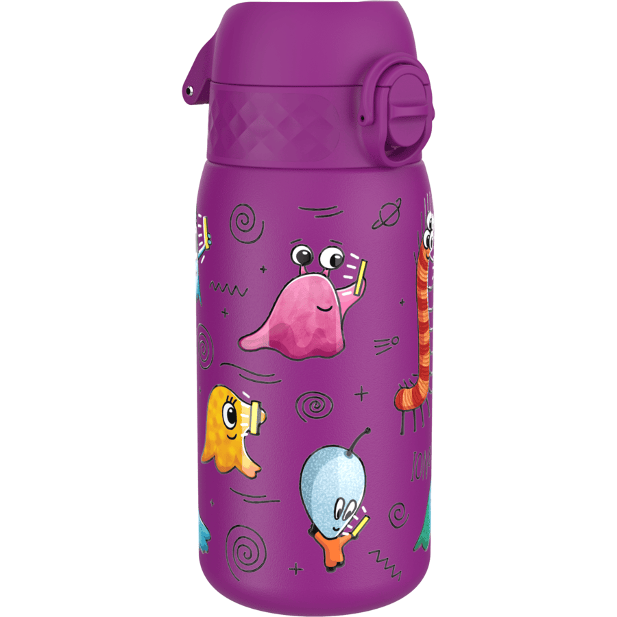 ion8 Botella de agua para niños de acero inoxidable 400 ml morado