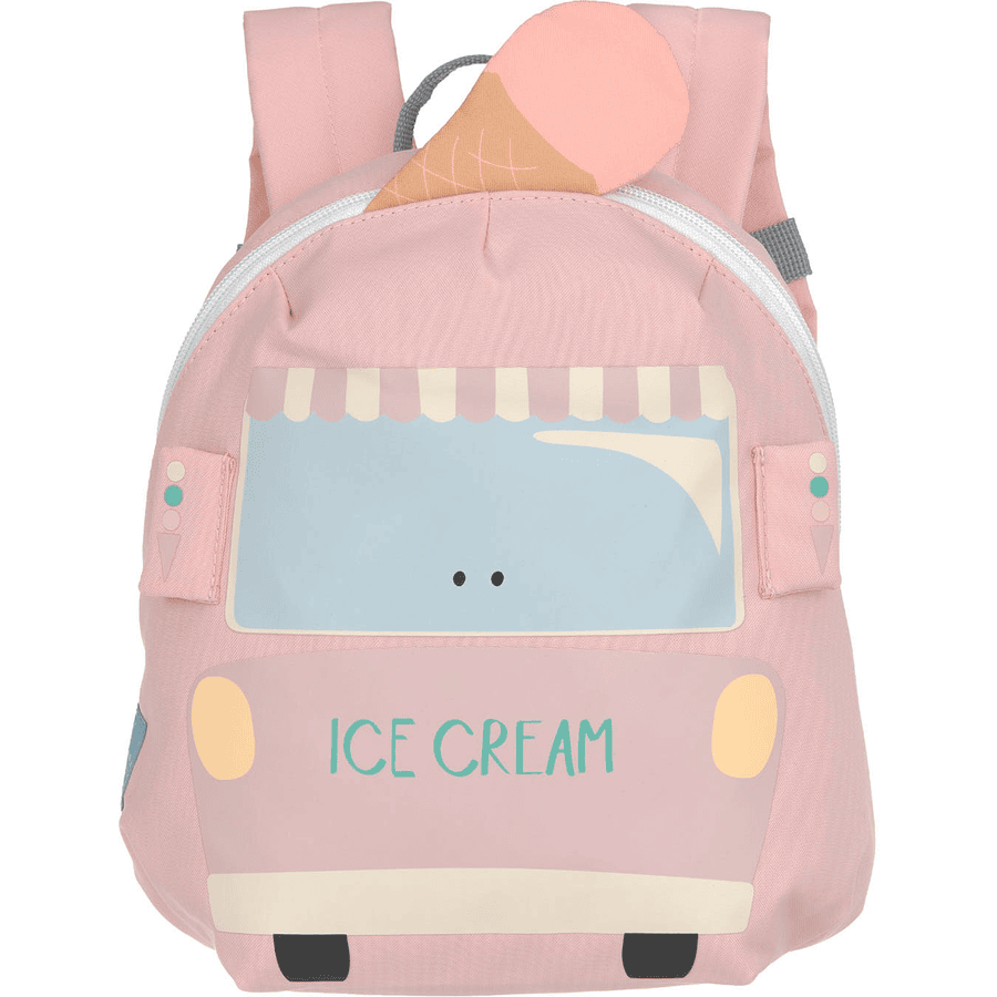 LÄSSIG Batoh do školky Tiny Drivers - zmrzlinový vůz, růžový