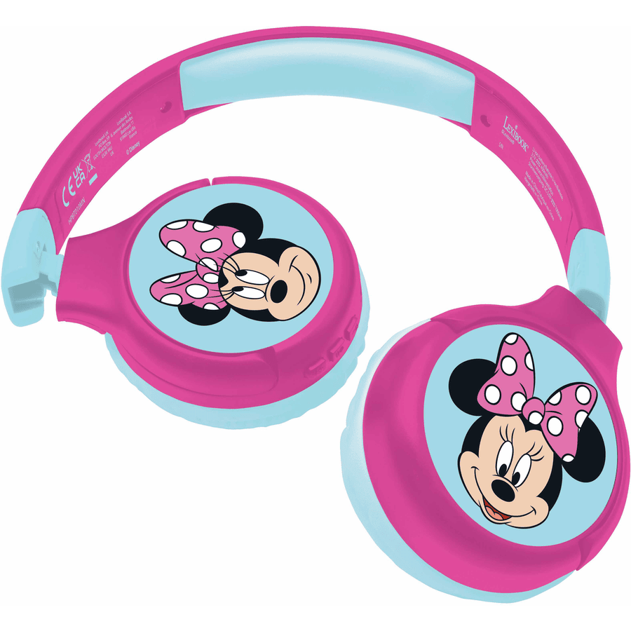 LEXIBOOK Disney Minnie 2in1 Bluetooth® og kabelforbundne, foldbare hovedtelefoner med sikker volumenkontrol