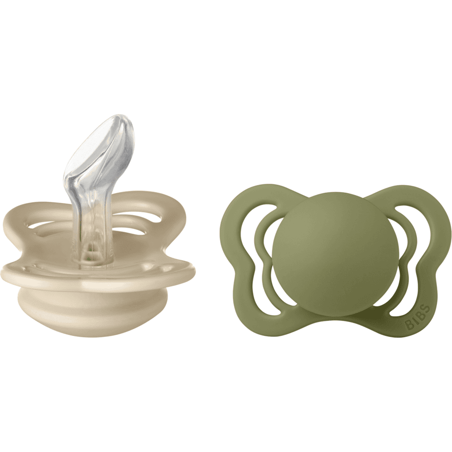 BIBS Soother Couture Olive / Vanilla Silicone 0-6 måneder, 2 stk.