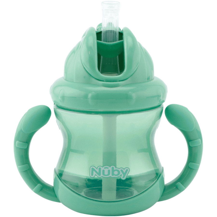 No-Spill Kubek ze słomką do picia Nûby z uchwytami Flip-It 240 ml od 12 miesięcy w kolorze aqua