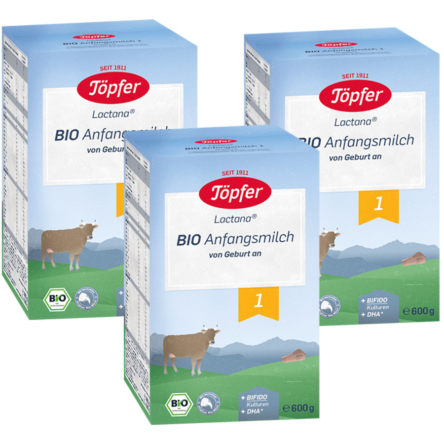 Töpfer Bio Anfangsmilch 1 Lactana  3x 600 g von Geburt an