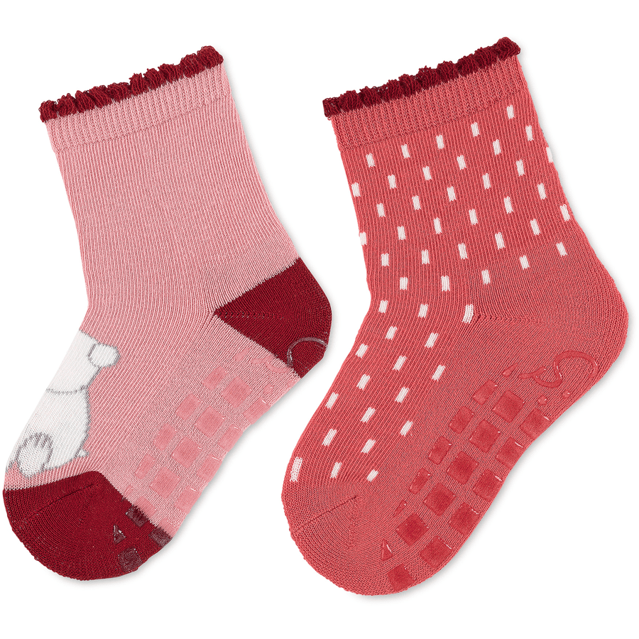 Sterntaler Chaussettes ABS pack de deux ours polaire Elia rose