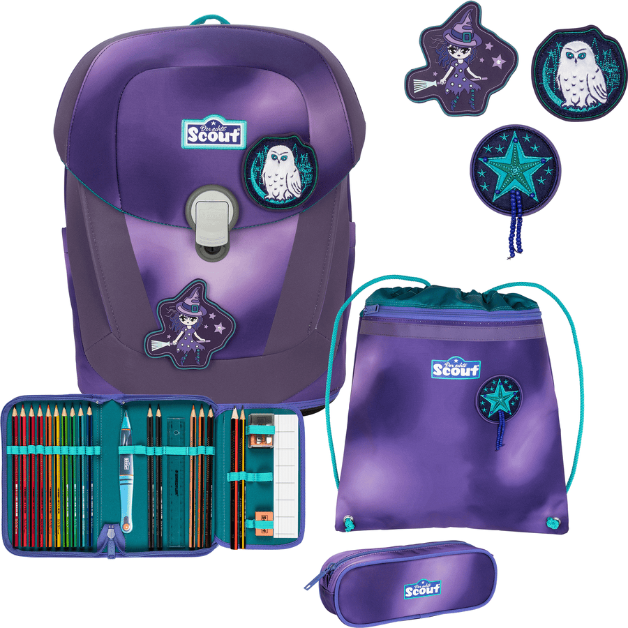 Scout Set Mochila escolar Sunny II Superflash Purple Magic 4 piezas