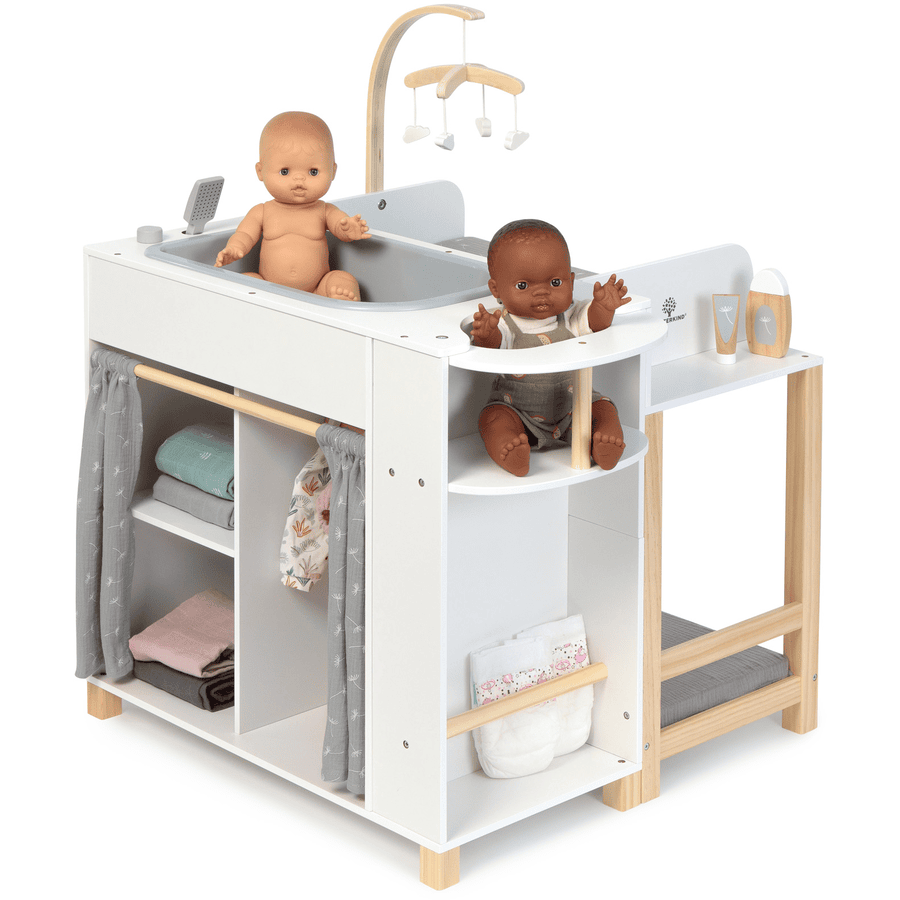 MUSTERKIND® Play Center per bambole "Viola" - bianco/legno/grigio