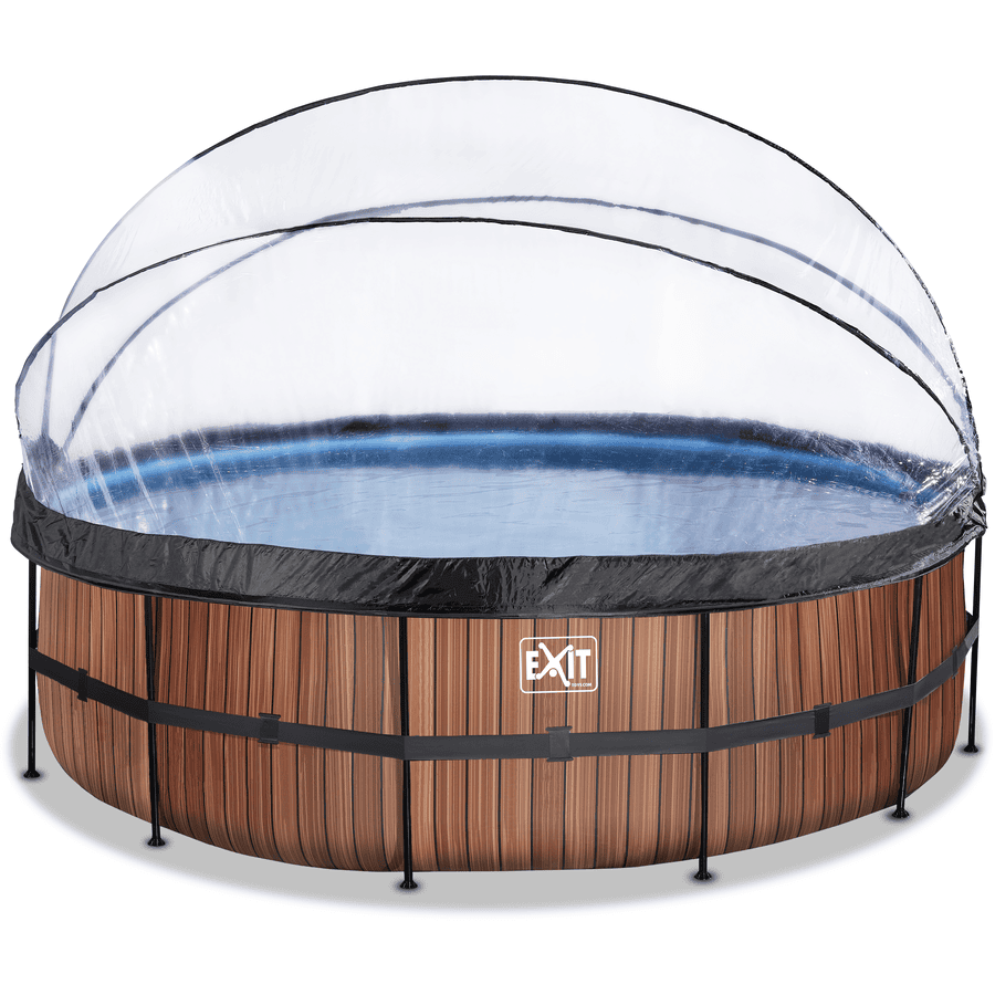 EXIT Rámový bazén ø488x122cm(12v Sand filtr) - dřevo + střešní okno