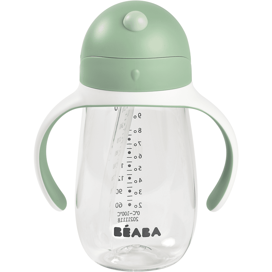 BEABA Vaso con pajita 300ml verde salvia