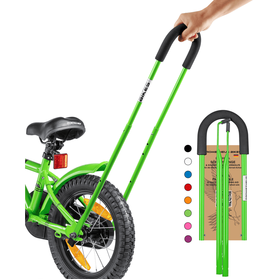 PROMETHEUS BICYCLES ® Työntötanko lasten polkupyörään, vihreä