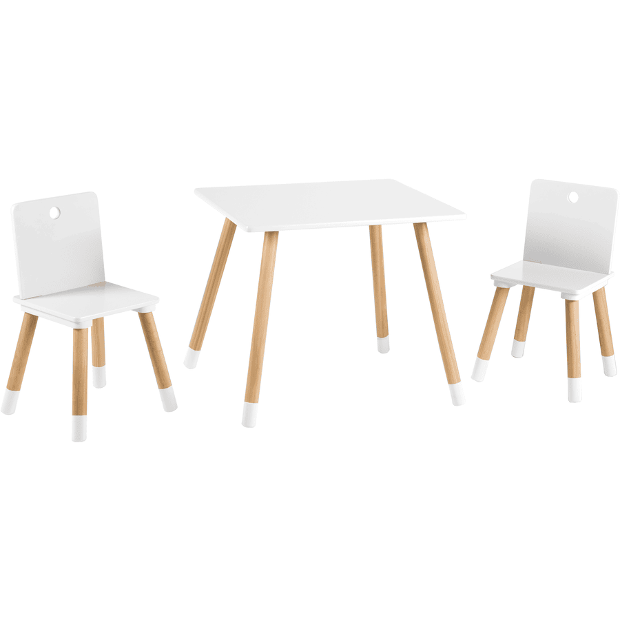 roba Stoliczek z krzesełkami, biały/naturalny