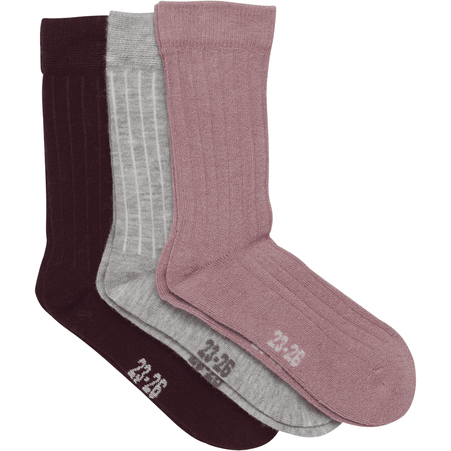 Minymo Wollen sokken 3 pak Burnished Lilac