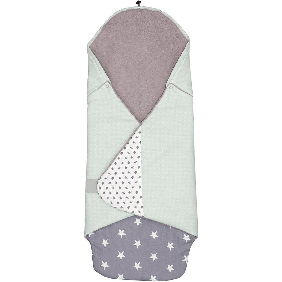 ULLENBOOM® Einschlagdecke Mint Grau 98 x 98 x 2 cm