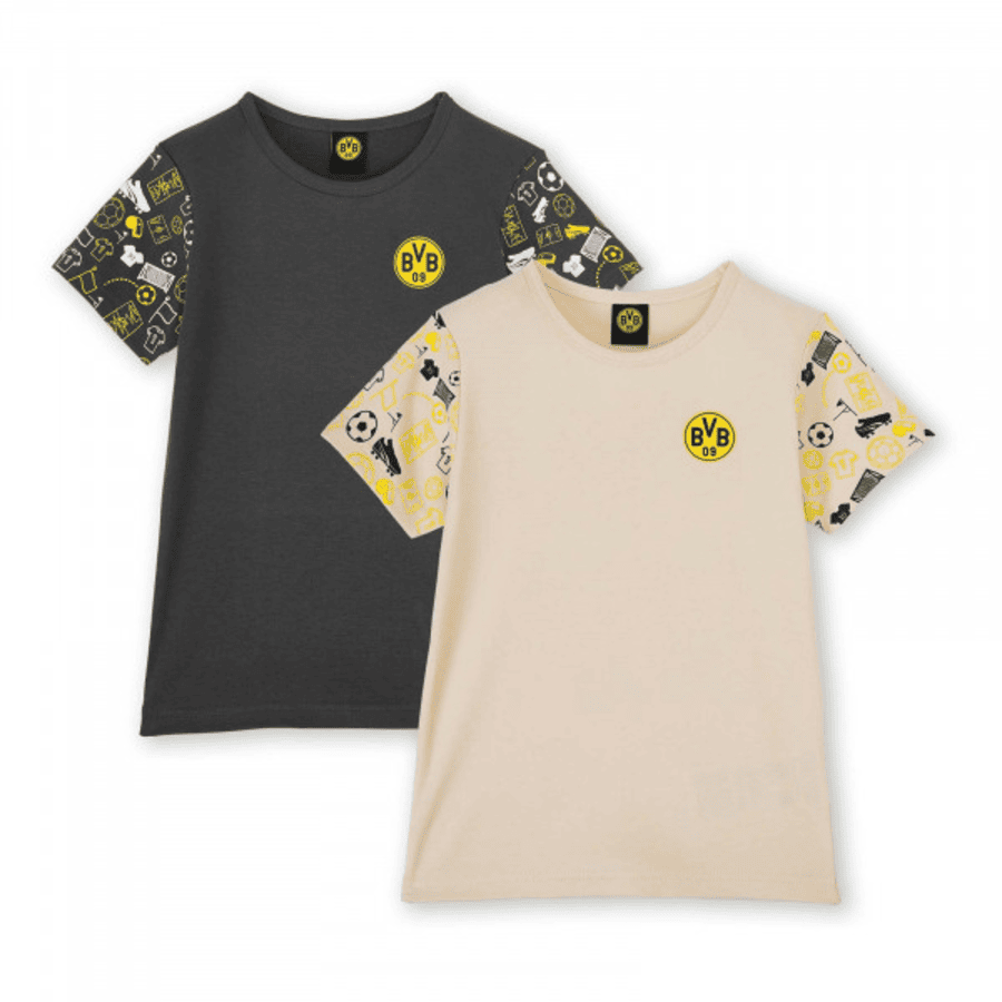 BVB T-Shirt pack de 2 blanc cassé / gris foncé