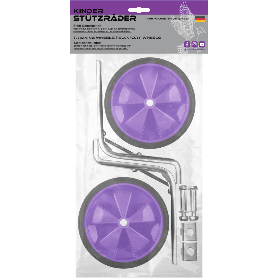 PROMETHEUS BICYCLES® Ruote di supporto universali per 12 - 18 pollici, viola