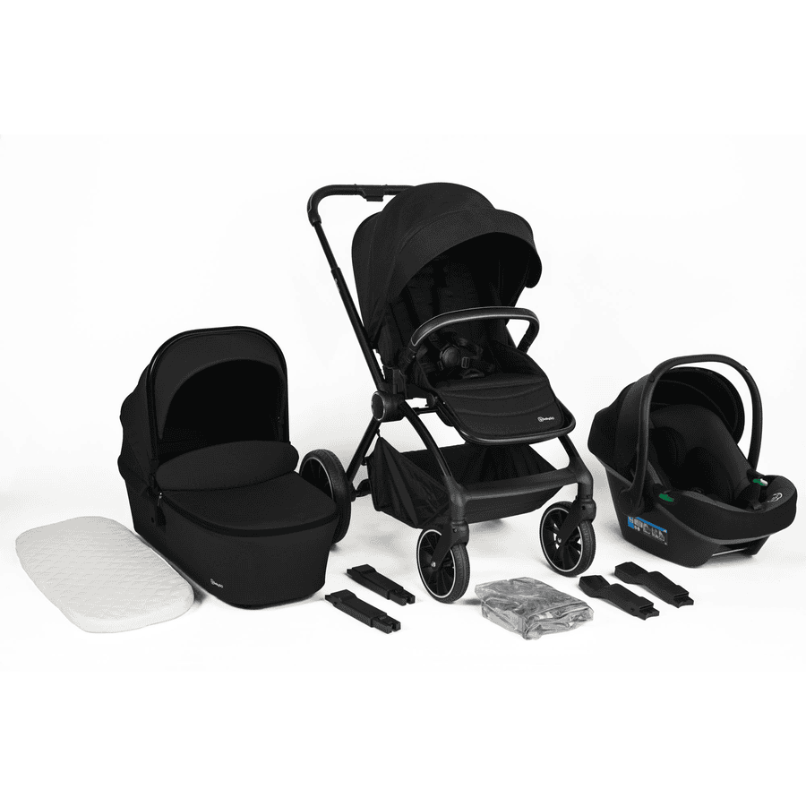 babyGO Kinderwagen 3in1 black black/black Frame