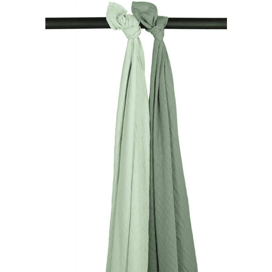 MEYCO Muselina Swaddle 2-Pack Uni Soft Green / Forest Green 