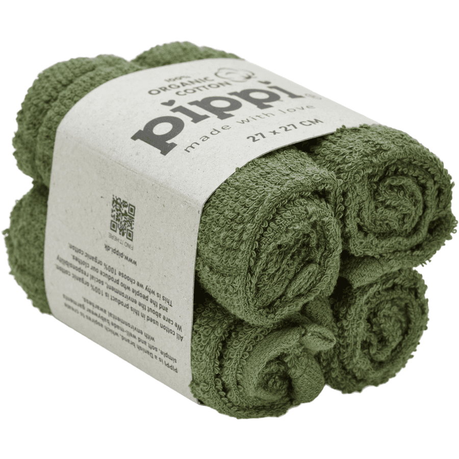 Pippi Gants de toilette enfant deep lichen green lot de 4