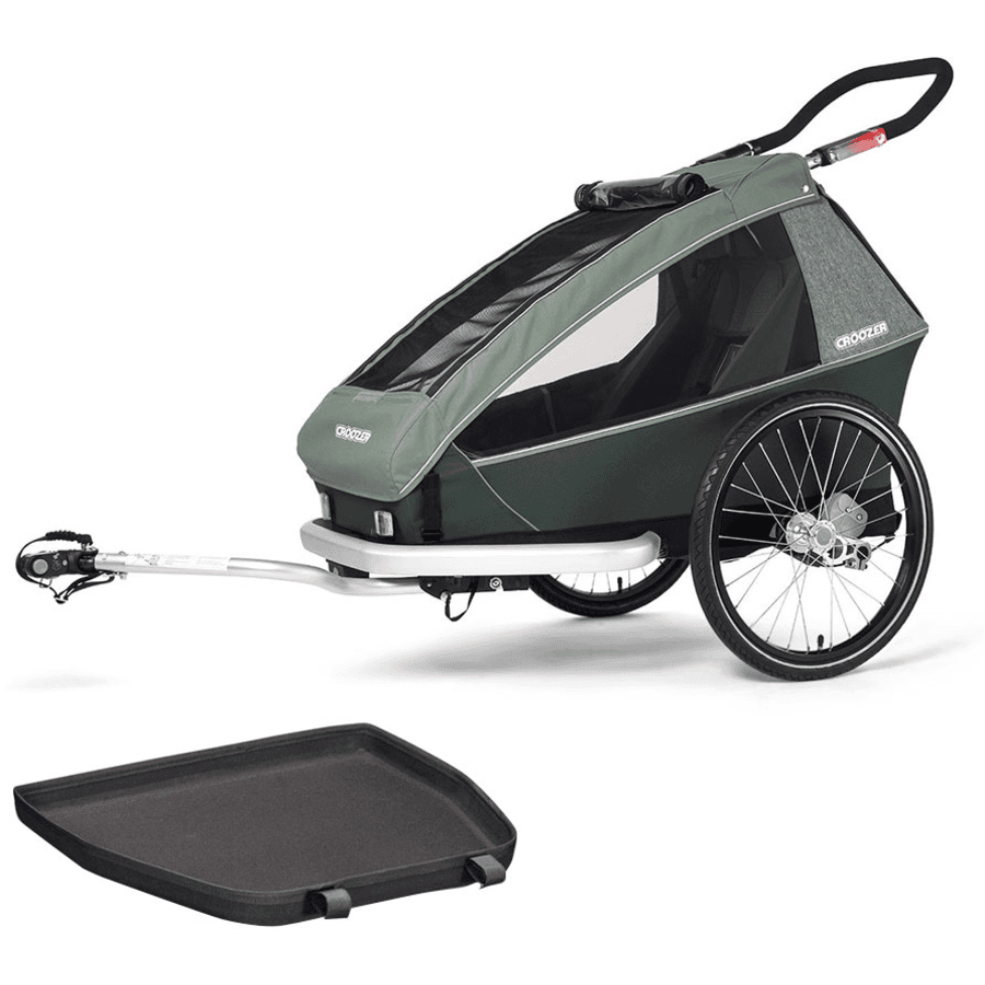 CROOZER Remorque de vélo enfant Kid Vaaya 1 Jungle green tapis bac de sol