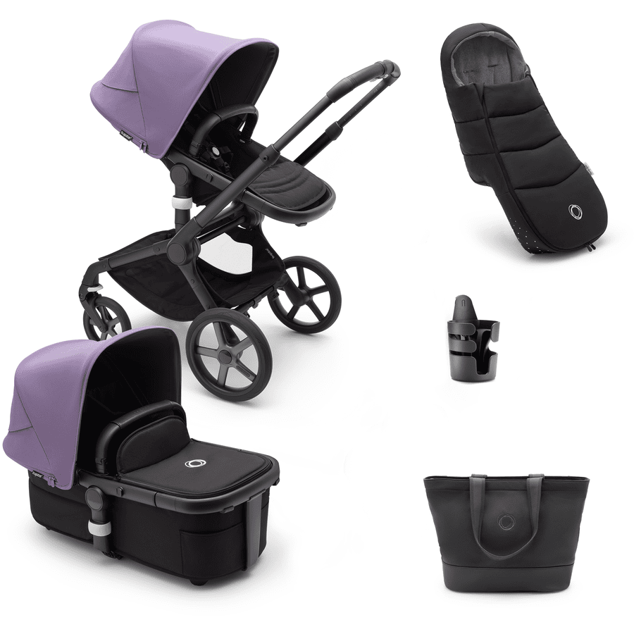 bugaboo Carrito de bebé combi Fox 5 con accesorios Black /Astro Purple 