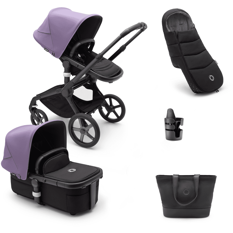 bugaboo Yhdistelmävaunut Fox 5 lisävarustein Black/Astro Purple 