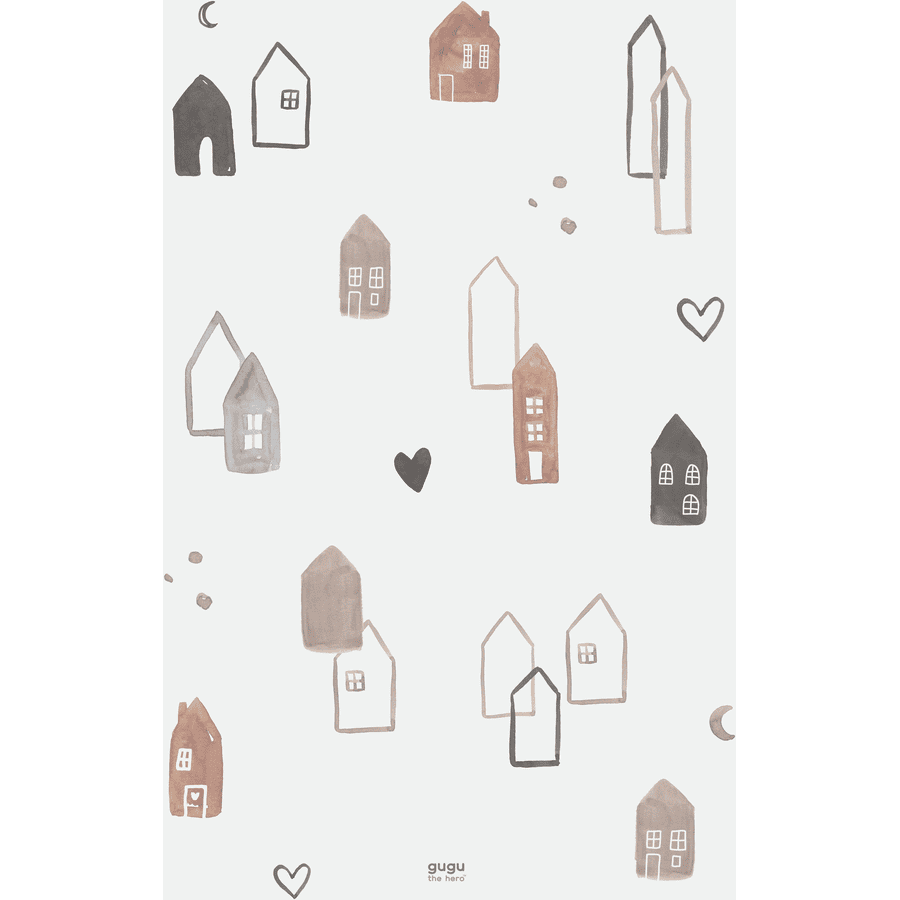 gugu the hero Spielmatte aus Naturkautschuk Scandi Town 118 x 180cm