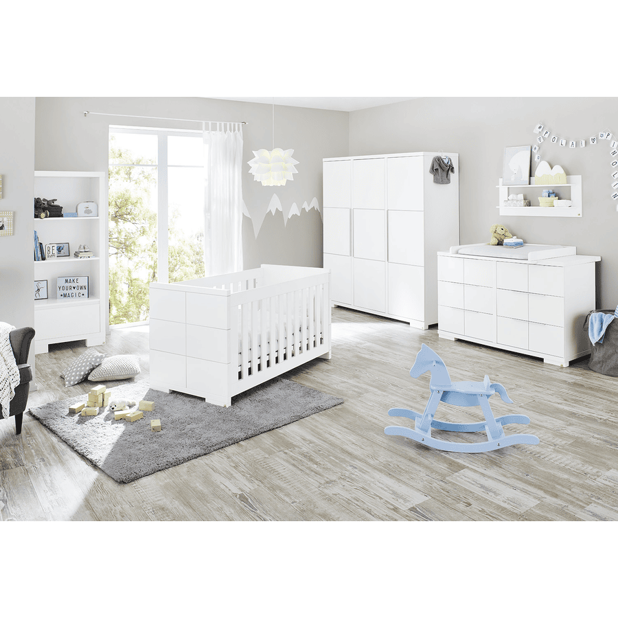 Pinolino Chambre bébé trio lit commode armoire 3 portes Polar bois 70x140 cm