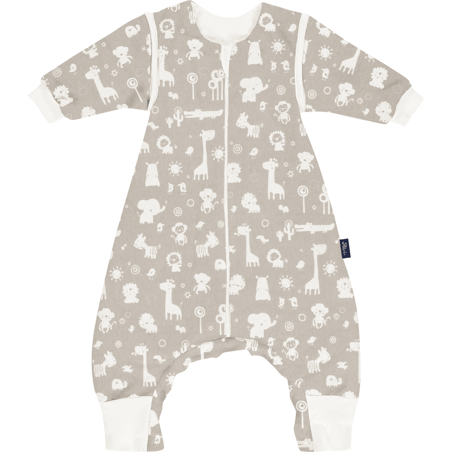 Alvi® Combinaison pyjama bébé manches amovibles animaux zoo taupe