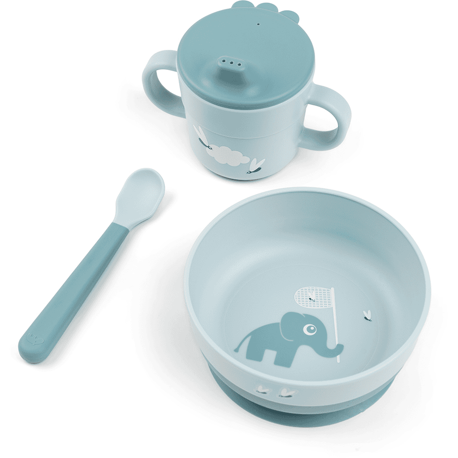 Done by Deer™ Kit vaisselle enfant first meal PP Happy clouds bleu