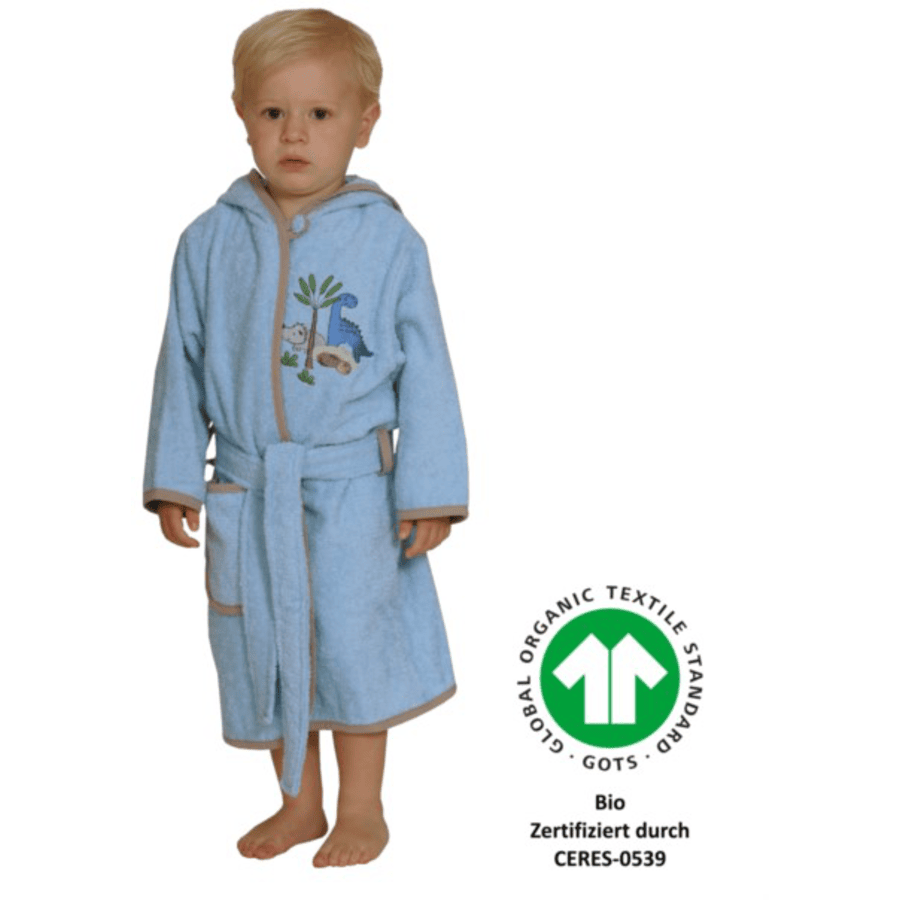 Peignoir Enfant Dinosaure Personnalisable - Bleu Moyen, Linge De Maison Et Décoration