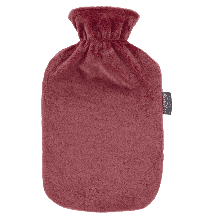 fashy ® Kuumavesipullo 2L fleece-suojuksella bordeaux'ssa