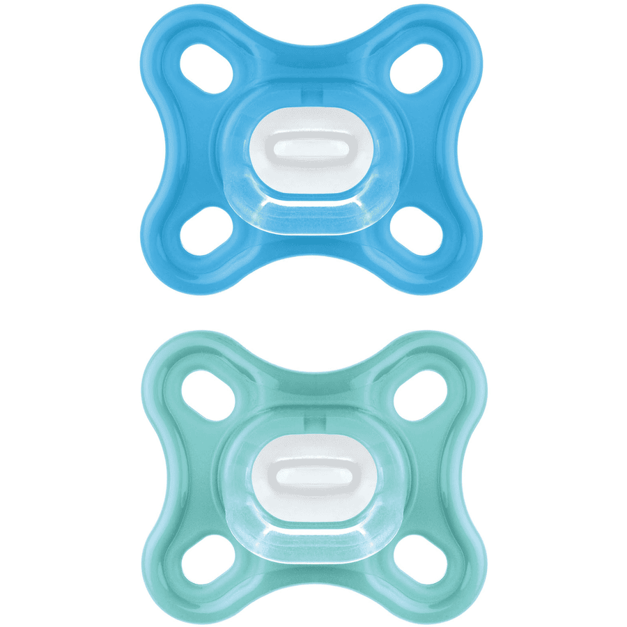 MAM Pacifier Comfort silikon, 0+ måneder, 2stk, blå + turkis