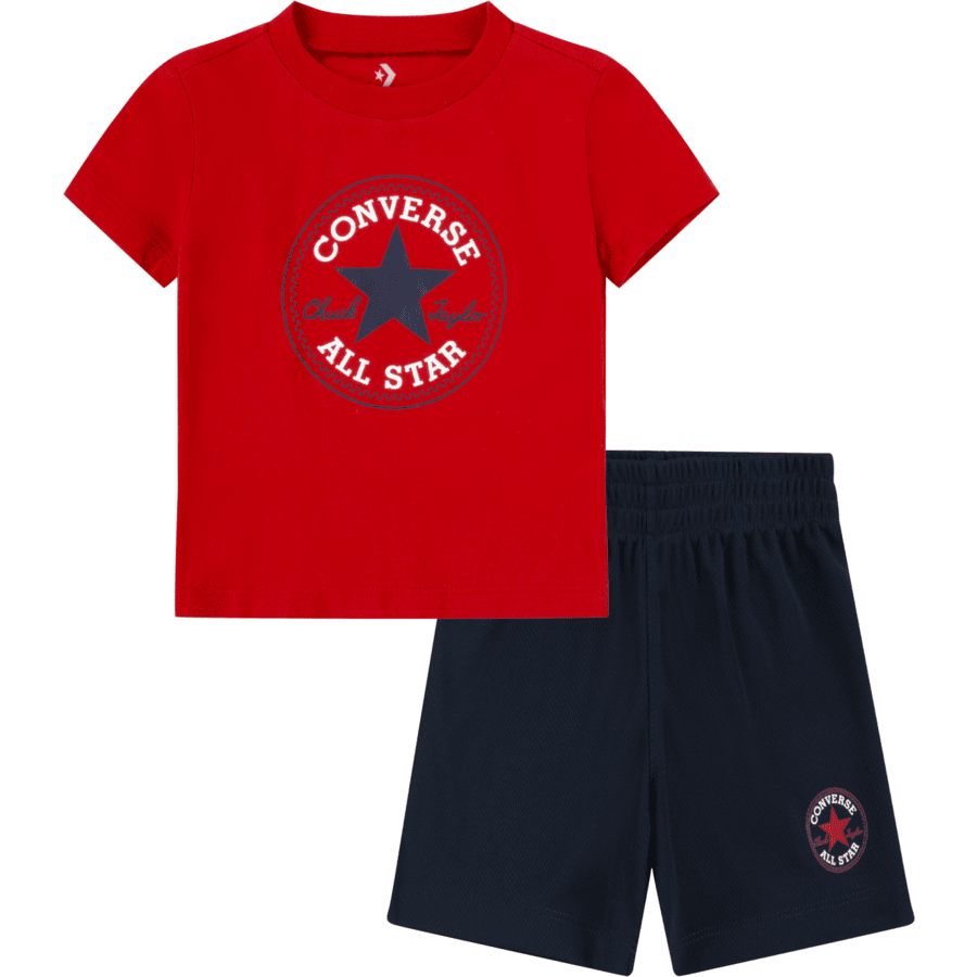 Converse Set T-shirt et short rouge/bleu