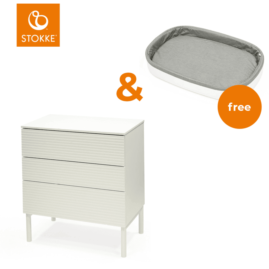 STOKKE® Sleepi™ Kommode Dresser weiß mit Gratis Sleepi™ Wickelaufsatz