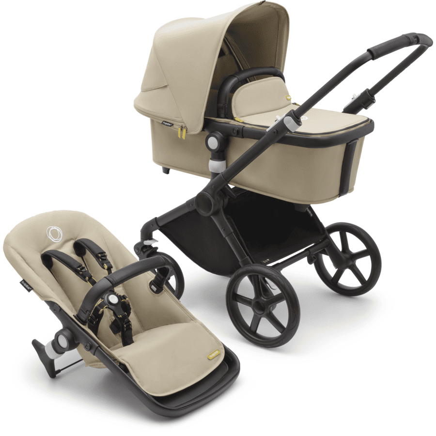 bugaboo Fox Cub  kočárek s korbičkou a sedačkou  2023 Black /Desert Beige