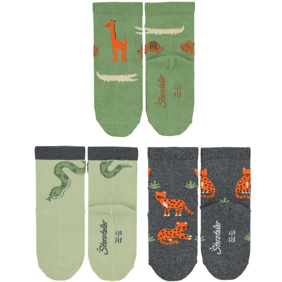 Sterntaler Calcetines de bebé paquete de 3 animales de la selva verde