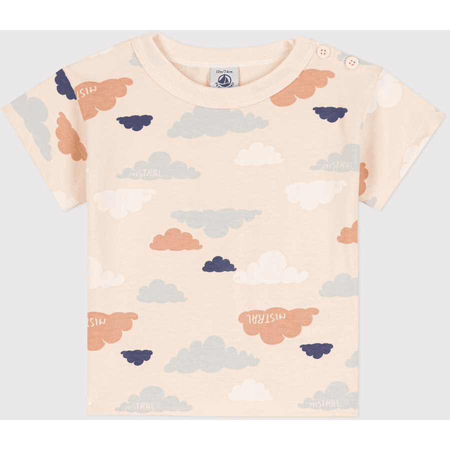 Petit Bateau T-shirt bébé manches courtes jersey imprimé blanc avalanche/multicolore