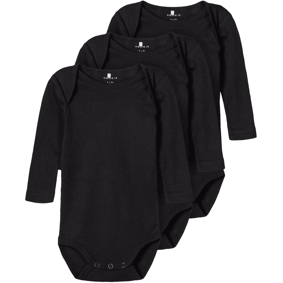 name it Body z długim rękawem 3 opakowania Black 