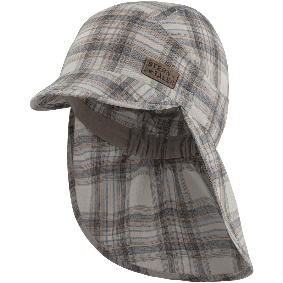 Sterntaler Cappello a punta con paracollo a quadri beige 