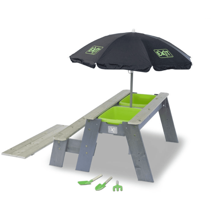 Koken Het is de bedoeling dat Standaard EXIT Aksent zand-, water- en picknicktafel (1 bankje) met parasol en  tuingereedschap | pinkorblue.be