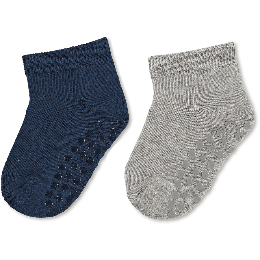 Sterntaler Lot de deux chaussettes ABS unies courtes marine 