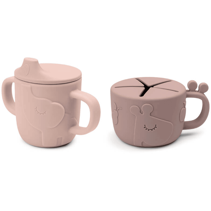 Done by Deer ™ Snack &amp; Drink Cup Peekaboo Set Deer friends Pink