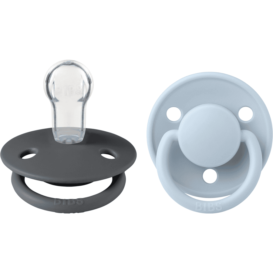 BIBS® Fopspeen De Lux Iron / Baby Blue 0-36 maanden, 2 stuks.